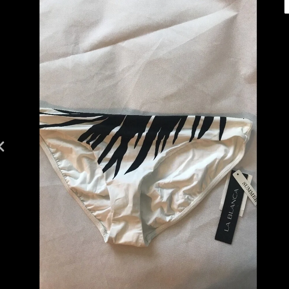 NWT La Blanca‎ Las Palmas Hipster Bikini Bottom White/Black [SZ 14 ]